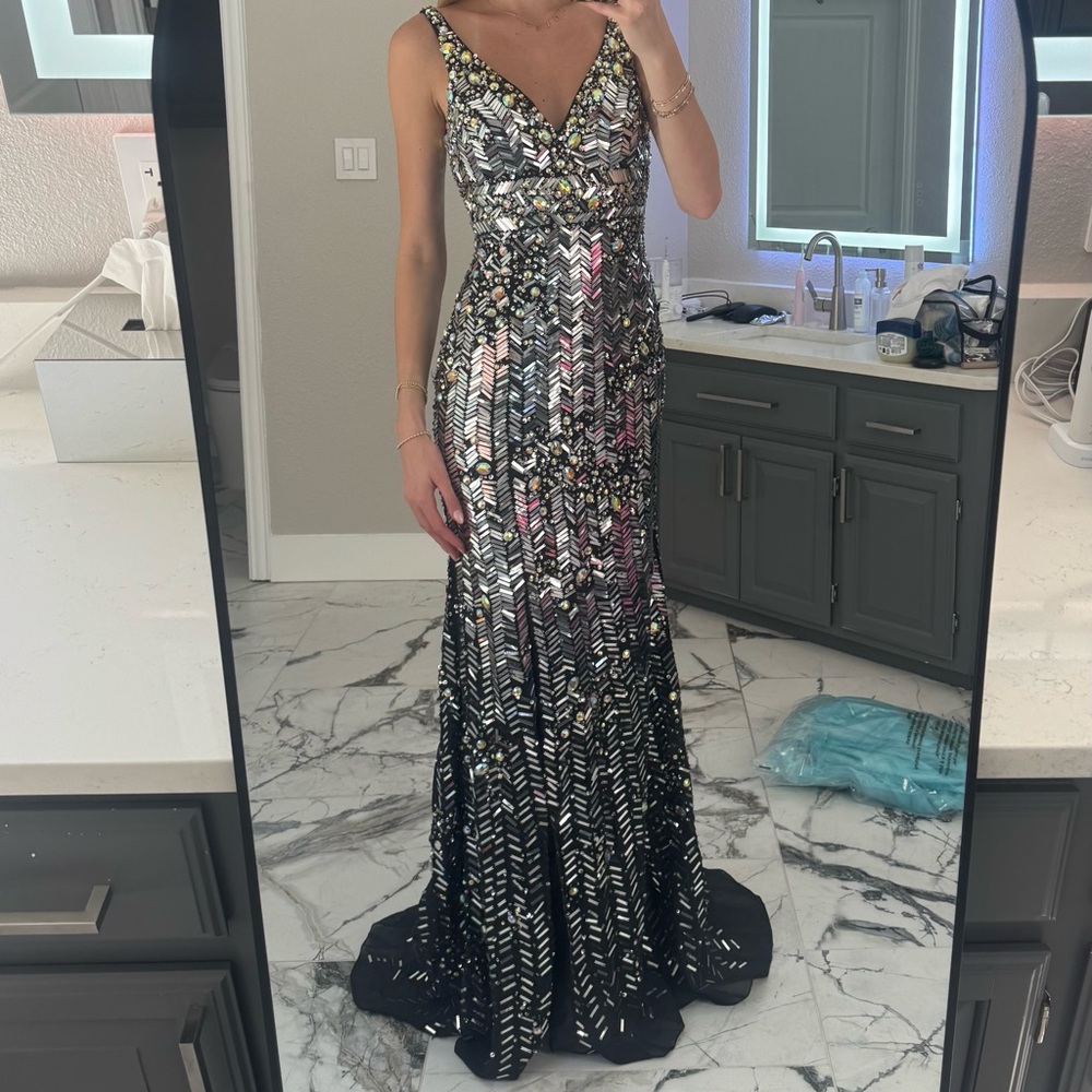 Stunning Black and Silver Sequin Gown